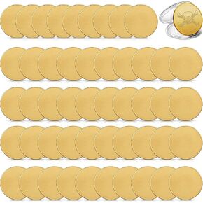 50 Pcs Blank Challenge Coins Threaded Edged 40 mm with Acrylic Box for Engraving Blanks Coin Laser Engravable Pattern for DIY Crafts Birthday Travel Collection(Yellow)
