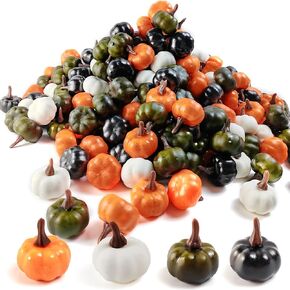 TIHOOD 20PCS Mini Artificial Pumpkins, Fall Harvest Simulation Pumpkins Decor Fake Fruit Home Decor for Halloween Thanksgiving Party Decorations (Multicolor)