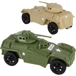TimMee Recon Patrol Armored Cars OD Green & Tan Plastic Army Men Scout Vehicles