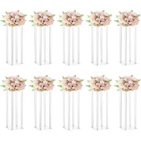 10 Pcs Wedding Centerpieces Acrylic Vases Clear Column Flower Vase Flowers Stand 7.87'' x 7.87'' x 23.6'' Rectangular Flower Display Table Flower Stands for Wedding Party Events Reception Table Decor