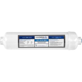 Hydronix HX-ICF-2512-ALK Alkaline Remineralization & pH Inline Water Filter Fits Any RO Drinking Systems, 1/4" NPT Ports, White