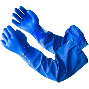 LANON 26" Elbow Length PVC Chemical Resistant Gloves, Heavy-Duty Long Rubber Gloves, Acid, Alkali & Oil Protection, XL