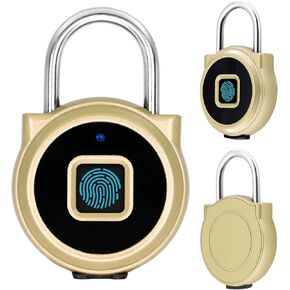 قفل بصمة الإصبع الذكي، قفل بلوتوث، قابل لإعادة الشحن عبر USB، ترخيص عن بعد، قفل أمان ذكي بدون مفتاح KozyOne لنظام iOS/Android، مقاوم للماء IP65، للخزانة، حقيبة الظهر، الدراجة، التخزين (فضي)