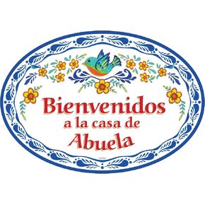 E.H.G. - Bienvenidos a La Casa de Abuela 11x8 Inches Welcome Home Sign, Spanish Ceramic Front Door Welcome Sign with Birds, Perfect for Latina Grandma Gift, Mexican Home Decor - BlueBird