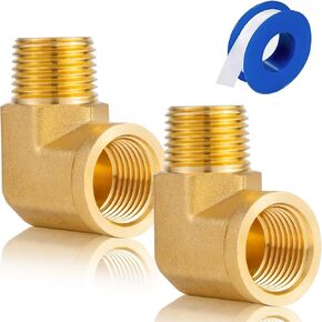 2pcs 1/2 Inch 90 Degree Barstock Street Elbow Brass 1/2" NPT Male to 1/2" NPT Female Forged Pipe Fitting