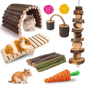 Grddaef Hamster Toys, Rabbit Chew Toys Guinea Pig Enrichment Toys Accessories for Chinchilla Gerbils Rats Bunny