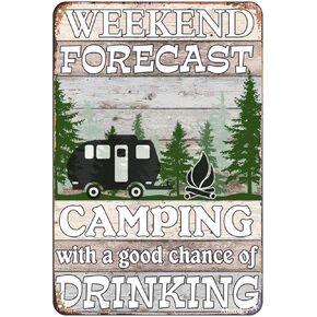 Funny Metal Tin Sign Campsite Wall Decor Farmhouse Rustic Camping Signs for Garage Men Cave Home Yard Decor 12x8 Inches