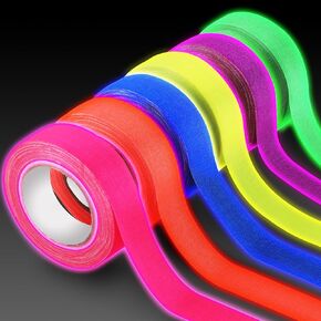 6Rolls Glow in The Dark Tapes, UV Tape Neon Tapes 6 Colors Luminous Tapes Super Bright Spike Tape for Glow Party Stage Decorations, Neno Party Supplies (0.4 in x 16.4 ft)