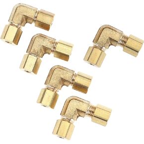 LTWFITTING 3/16-Inch OD 90 Degree Compression Union Elbow,Brass Compression Fitting (Pack of 5)