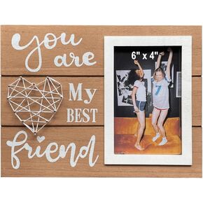 Ylu Yni Best Friend Picture Frame, Wooden Wall Décor, Holds 4 x 6 Inch Photo, Unique Friend Gifts for Women, Birthday, Graduation, Long Distance Friendship, Going Away Gifts for Best Friends, BFF