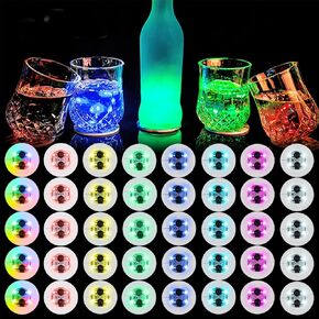 LED Coaster, 40 Pack Light Up Coasters for Drinks,8 Colors Led Bottle Light Sticker Coaster Lights,LED Bottle Lights for Liquor Bottles,Club,Party,Wedding,Bar Decor(8 Colors)
