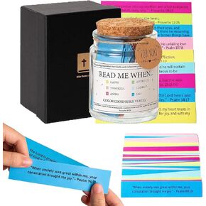 The Hope Jar Bible Verses, Glass Bible Verse Jar for Emotions and Feelings, Color Coded Bible Verses in a Jar Read Me When Bible Verses Jar for Mothers Day Christian Easter Christmas Gift