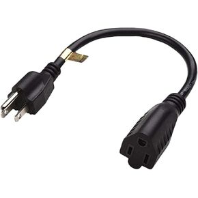 سلك تمديد قصير بطول 1 قدم و12 بوصة، 16AWG 3 شقوق من الذكور إلى الإناث - سلك تمديد داخلي وخارجي قصير - سلك تمديد الطاقة أسود - كابل تمديد صغير عالي التحمل - مكتب فاخر