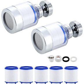 YOTAN Sink Filter Water Faucet, Universal 360 ° Rotating Bathroom Sink Filter, Kitchen Faucet Water Filter-Removes Chlorine Fluoride Heavy Metals Hard Water for Home Kitchen & Bathroom (3 Pcs)