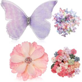 Home Decor 100 Pcs Faux Mini Flower Heads Artificial Silk Daisy Rose Flowers for Crafts 3D 2 Layers Butterflies for Car Cake Hair Wedding Party Decoration Decor