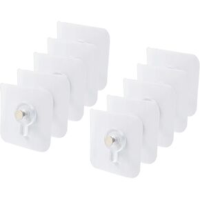 30 Pack Nail-Free Sticker Hooks, Adhesive Picture Hangers - Waterproof Hooks for Bathroom, Bedroom, Living Room, and Office