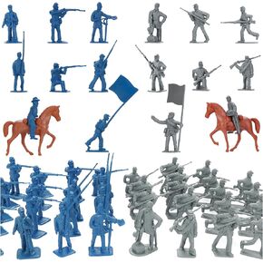 HAPTIME Civil War Army Men Set (42 pcs), American Civil War Toys, Plastic Army Men Action Figures, Including Flagman, Knight, Soldier, Perfect for School Project Dioramas