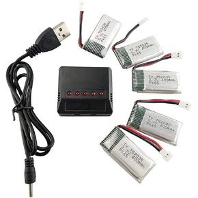 Accessories 5PCS 3.7V 400mAh Lithium Battery with 5in1 Charger for H99W JJRC H31 H6C H98 Quadcopter Spare Parts Aircraft Model Drone