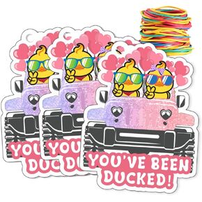 You've Been Ducked, Duck Tags,Cute Duck Tags, Duck Duck Tags, Ducking Game Card, 35 Pack 2.9 x 2.4", with Round Hole and Rubber Bands - Jungle Camouflage Design