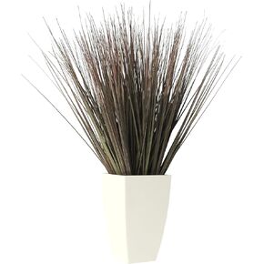 Deco 79 Faux Foliage Onion Grass Artificial Plant with White Plastic Pot, 20" x 20" x 28", Green