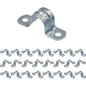 ISPINNER 25pcs 1/2 Inch Zinc Plated Steel EMT Pipe Straps with 1 Hole for EMT Conduit or Pipe Fixing