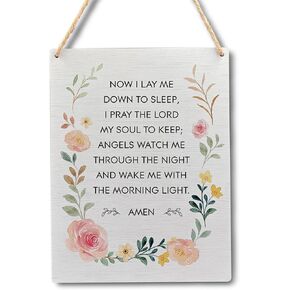 grapehiker Lords Prayer Wall Art - Lords Prayer Wooden Signs with Hanging 10x8 Inches, Baby Girl Nursery Decor, Baptism Decorations for Girls, Baptism Gifts for Baby Girl