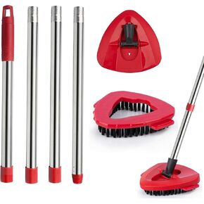 Spin Mop Replace Head Base Scrub Brush with Handle Set O Compatible with Cedar EasyWring 1 Tank System, Shower Floor Scrubber, Hard Bristle Cleaning Brush for Bathroom Kitchen Tile, Not Fit RinseClean