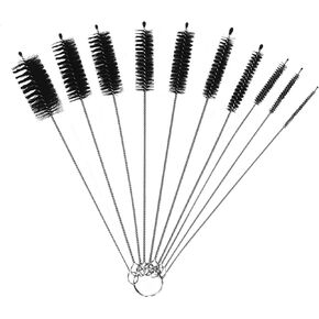 Bottle Cleaning Brushes, 10 Pieces 8 Inch Straw Cleaner Brushes Sets for Bottles, Drinking Straw, Pipes, Tumbler, Water Bottle, Sinks and Glass Silicone Metal Straws, Black