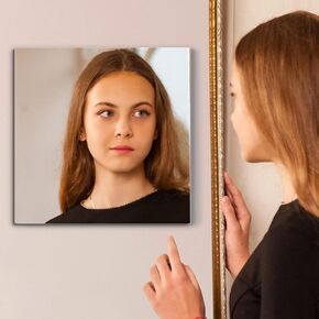 Kids Wall Mirror Tiles,Safe Unbreakable Acrylic Mirror,Plastic Plexiglass On the RV, Shatterproof Frameless Mirror Wall Stickers.Suit for Apply Touring Car,Children's Room,Classroom（11.8"x11.8")