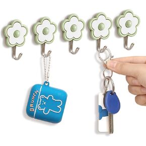 [5 Pack] Cute Floret Utility Hooks Heavy Duty Up to 5 Pounds, Waterproof and Oil Proof. Hanging Key. Stick On Wall Kitchen Bathroom Ceiling Or Office Windows Hangers (Purple), FH03