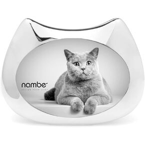 Nambe Pet Collection Feline Motif Cat Picture Frame Holds 3 by 5 Inch Photographs - Silver Finish with Glass Cover, Perfect for Home Décor or Gift for Cat lovers