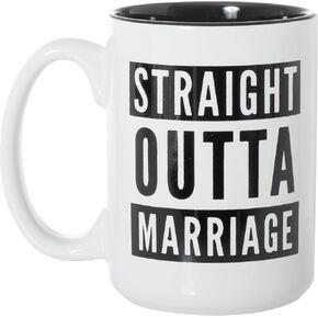 Straight Outta Marriage Black Inlay Large 15 oz Double-Sided Coffee Tea Mug