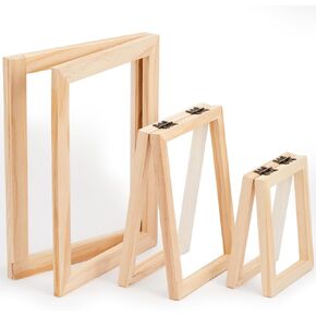 Honoson 3 Pieces Paper Making Wooden Paper Making Mould Papermaking Screen Kit 3 Size Frame for DIY Paper Craft (5 x 7 Inches, 7.5 x 9.8 Inches, 9.8 x 13 Inches)