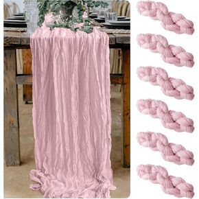 6 Pieces Cheesecloth Table Runners 10 Ft Dusty Rose Table Runner Gauze for Boho Rustic Wedding Centerpieces, Baby Shower Decorations Tea Party Mother’s Day Dinner Dusty Pink