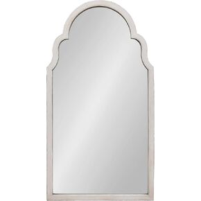 Kate and Laurel Damara Moroccan Style Hand Painted Arch Mirror with Reclaimed Wood, 26x48, Antique White