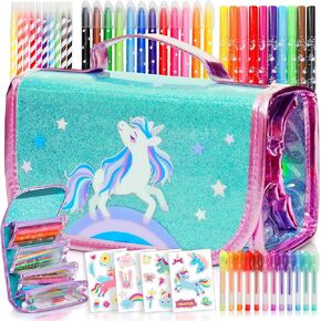 Scented Markers For Kids - Art Kits for Kids 6-9 - Fairy Gifts For Girls - Coloring Kit Includes Smelly Markers, Stamp Markers, Sparkly Fairy Pencil Case - Fairy Toys & Art Set For Girls Ages 8-12