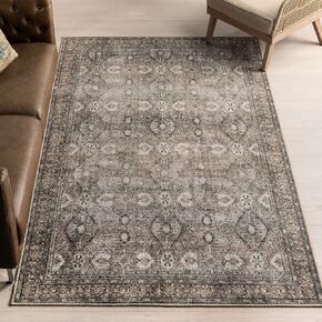 nuLOOM Hillstone Collection 7x9 Area Rug, Traditional Vintage Distressed Medallion, Thick and Soft, Durable Non-Shedding Low Pile Poly/Jute Blend, Easy to Clean, Living Room, Bedroom