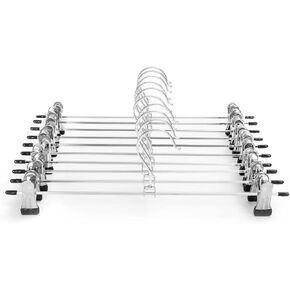 Pants Hangers,GUANJUNE Skirt Hangers with Adjustable Non-Slip Clips Pants Hangers,Space Saving Metal Hangers for Coat Garment Jeans,Hangers for Kids Adults (10 Pack)