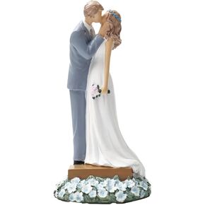 Bride and Groom Figurine Sweet Couple Kissing Statue Newlyweds Engagement Sculptures for Wedding Decorations Gifts for Wedding Anniversary Valentine's Day Home Ornaments Table Decor