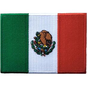 PatchClub Mexican Flag Patch, Parche Bandera de Mexico, Premium Embroidered - Colorful Border - Mexico Patch, Uniform Iron On/Sew On Emblem