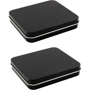 2Pcs Travel Floss Picks Dispenser, 3.62 x 3.23 x 0.71inch / 9.2 x 8.2 x 1.8cm Reusable Floss Pick Holder Boxes, Portable Empty Metal Floss Picks Case(Black)