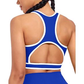 XUNYU High Neck Longline Sports Bra for Women Supportive Workout Tops Built in Bra Racerback Yoga Gym Tank Crop Top