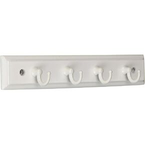 Dorman Hardware 4-1831 Keyrack, with 4 Extra Small Single White Hooks, 8.75-Inch, White Finish