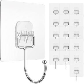 Adhesive Hooks for Hanging 33lbs Heavy Duty Towel Coat Hooks Waterproof Self Adhesive Wall Hooks for Bathroom Shower Kitchen Door Home Improvement Utility Hook