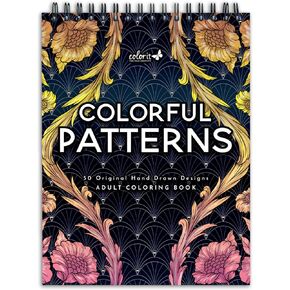 ColorIt Colorful Patterns, Volume II Spiral Bound Adult Coloring Book, 50 Illustrations Inspired by Nature, Animals, Plants & Flowers, Thick Paper, Perforated Edges, Hardback Covers & Ink Blotter