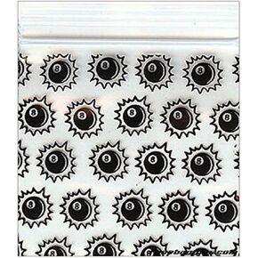 200-1.25" x 1.25" 8 Ball Baggies Design Plastic Ziplock Baggies Bags