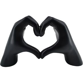 Heart Hands Sculpture Aesthetic Statue Romantic Boho Wedding & Birthday Decorations Luxury Room Decor Aesthetic Ideal Gift for Men & Women (Black)