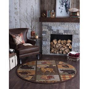 Colorblock Wildlife Multi-Color 3x8 Runner Area Rug Cabin for Hallway, Walkway, Entryway, or Foyer - Lodge, Novelty
