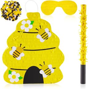 Mushroom Pinata 3D Mushroom Shaped Pinata Mushroom Party Favor with Blindfold Bat Confetti for Forest Jungle Fairy Theme Woodland Birthday Party Baby Shower Garden Decoration, 14.9 x 14.1 x 2.95 Inch