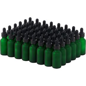 48 Pcs, 1oz Glass Dropper Bottle, Leakproof Tincture Bottles with Dropper, Green Reusable Eye Dropper Bottle, Preety Frosted Texture, for All Kinds of Liquids (Green-Frosted, 1oz-48pcs)